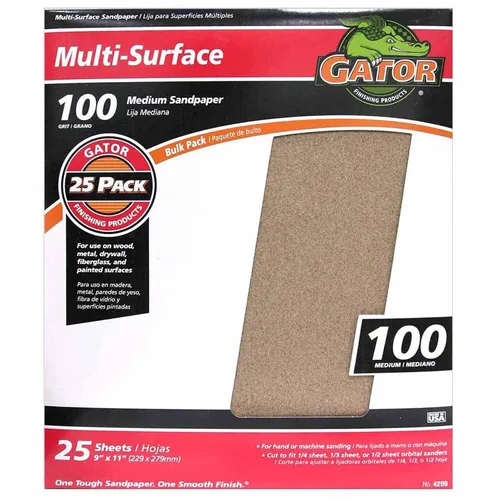Vista 12 de Gator - Hojas de lijado multisuperficie de 9 x 11 pulgadas, grano 36, paquete de 25
