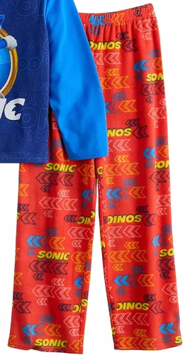 Vista 3 de Sonic The Hedgehog Conjunto de pijama de dos piezas de manga larga para niños Still Unstoppable YellowBlue
