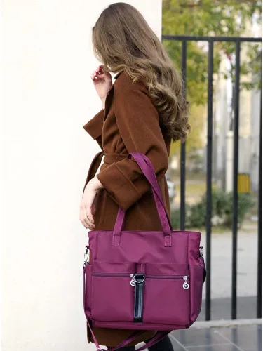 Vista 8 de Bolsas de nailon para mujer, impermeable, bolsa de hombro casual, bolso ligero, bolsa de múltiples bolsillos