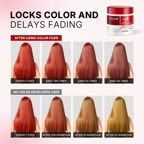 Vista 7 de Karseell Acondicionador Depositante de Color Mascarilla Capilar Roja Potenciador de Color, Hidrata y Realza los Tonos Rojos para Cabello Tratado