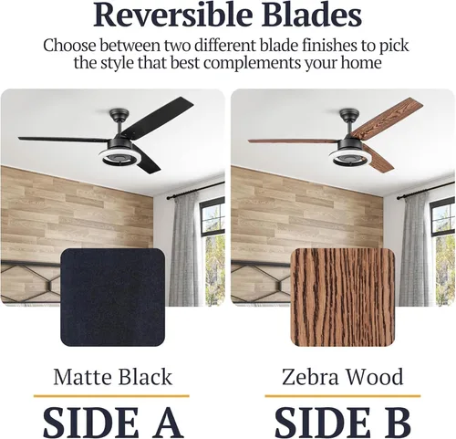 Vista 4 de Prominence Home Orbis - Ventilador de techo moderno para interiores de 52 pulgadas con luz LED, control remoto, motor reversible, 3 aspas de doble