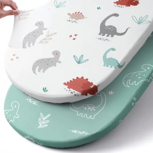 Vista 77 de Pack n Play Sheets BROLEX - Juego de 2 sábanas para cuna, juego de sábanas elásticas y portátiles para cuna, funda de colchón convertible