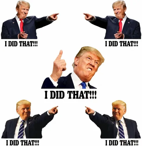 Vista 8 de Calcomanías con texto en inglés "I Did That Trump", 100 calcomanías con texto en inglés "I Did That", 5 patrones diferentes, tamaño grande de 3