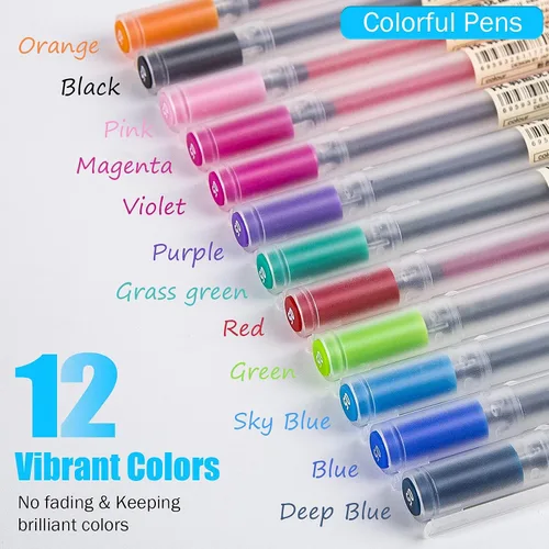 Vista 4 de BEIWO Bolígrafo de tinta de gel de alta calidad, 0.020 in, bolígrafos de color de punta fina, bolígrafo de gel de escritura suave para oficina