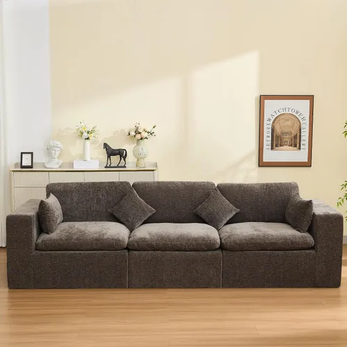 Vista 52 de WUTUTUEE Otomana Cloud de 33.5 pulgadas para sofá modular, cómodo reposapiés tapizado de felpilla con espuma viscoelástica, embalaje totalmente