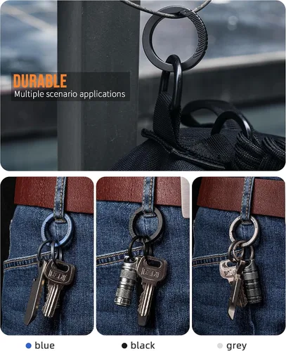 Vista 16 de FEGVE Carabiner Keychain Clip with 2 Key Rings, Titanium Quick Release Keychain Small Carabiner Clip for Keys
