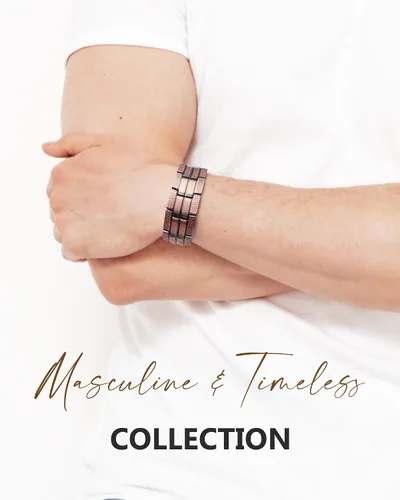 Vista 2 de Feraco Pulsera de cobre para hombre 3 veces más fuerza, 2 pulseras de terapia magnética de cobre con potentes imanes de 3800 Gauss, cierre plegable