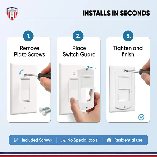 Vista 4 de eLock - Protector de interruptor para interruptores decorativos/basculantes, bloqueo de interruptor de luz a prueba de niños con botón