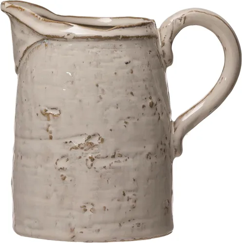 Vista 5 de Jarra de gres esmaltado reactivo de 28 oz, color blanco (Cada una variará)