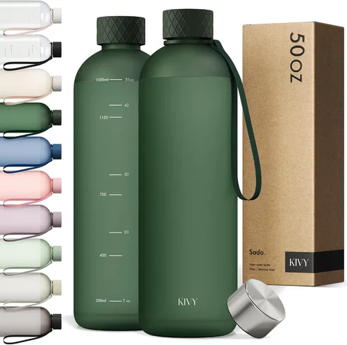 Vista 38 de KIVY Botella de agua delgada Tritan de 22 onzas, ligera e inastillable, sin