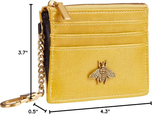 Vista 19 de SEAVILIA Tarjetero llavero cartera para mujer con ventana de identificación RFID monedero regalo abeja delgada minimalista pequeña cartera