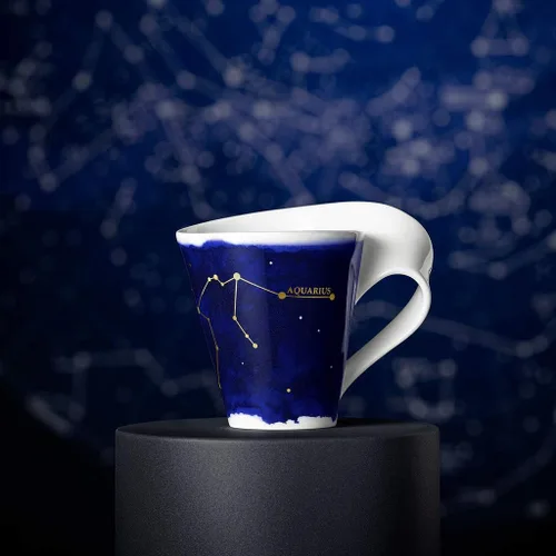Vista 2 de Villeroy & Boch NewWave - Taza de estrellas con asa, bonita forma con motivo de acuario, porcelana premium, fabricada en Alemania, apta
