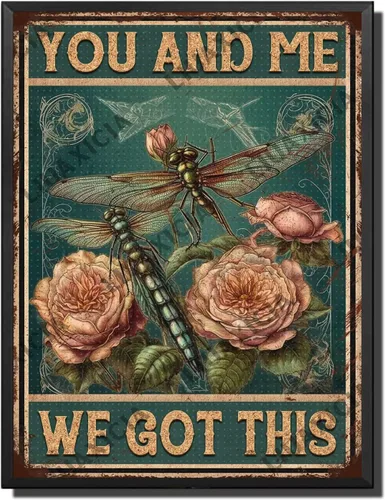 Vista 30 de LIUAXICIA Letreros divertidos de metal con texto en inglés «Into The Forest I go to Lose My Mind and Free My Soul Dragonfly», decoración de pared