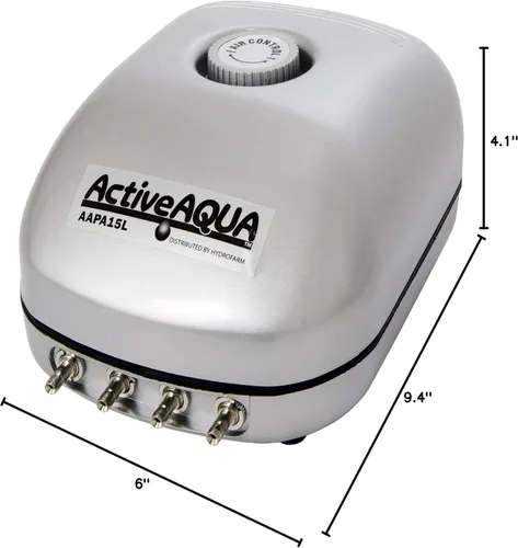 Vista 5 de Active Aqua 4-Outlet Air Pump, 6W, 15 L/min, Silver/Grey, Aquarium Aerator