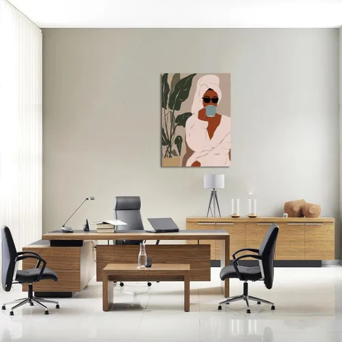 Vista 8 de Lienzo con estampado bohemio de mujer negra y flores, decoración de niña afro, póster de moda, enmarcado listo para colgar