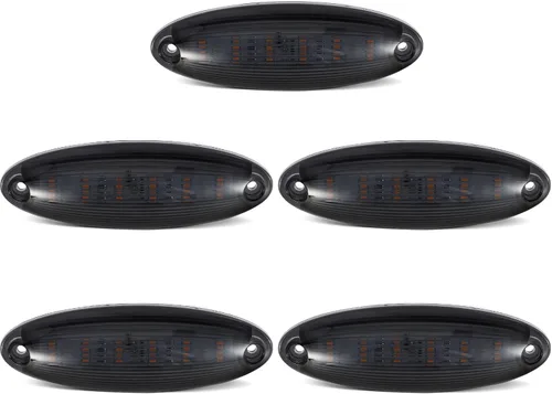 Vista 9 de Partsam 5 piezas de lente ahumada amarilla 6 LED Top Cab Marker techo luces de funcionamiento reemplazo de montaje para Freightliner Cascadia Heavy
