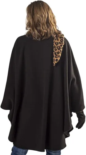 Vista 3 de Le Moda Abrigo para mujer con bufanda plisada integrada con guantes, colección de otoño, talla única