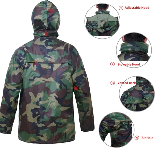 Vista 3 de RainRider Chaqueta impermeable de seguridad con pantalones de alta visibilidad reflectante para lluvia
