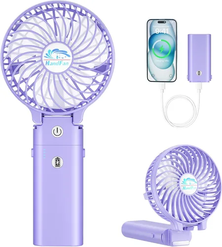Vista 17 de HandFan Actualizado Ventilador de Mano Silencioso de 10,000 mAh - 4.5 Pulgadas Ventiladores de Mano Grandes Recargables, Ventilador Portátil