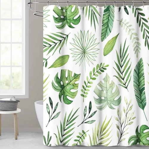 Vista 12 de KGORGE Cortina de ducha para baño, impermeable, con patrón de plantas, tamaño de cabina, decoración de baño para tina, inodoro, spa, 36 pulgadas