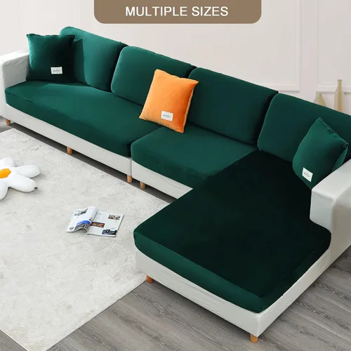 Vista 6 de Fundas elásticas de cojín para sofá, fundas de cojín de terciopelo suave, fundas de cojín para la espalda, protector de muebles con parte inferior