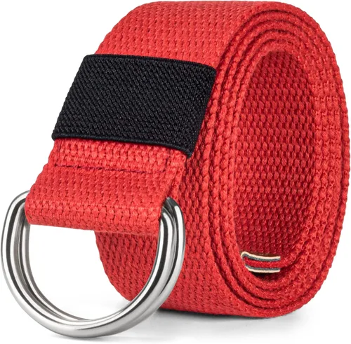 Vista 8 de Cinturón para mujeres y hombres de lona con hebilla negra 1 1/2" de ancho extra larga color sólido