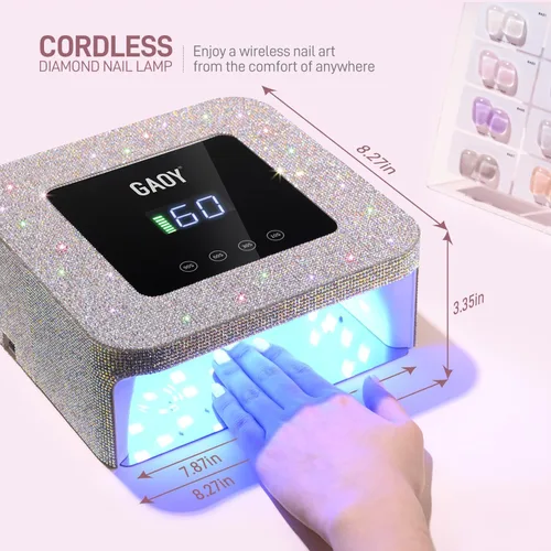 Vista 7 de GAOY Lámpara de uñas LED UV inalámbrica para uñas de gel, luz UV recargable, secadora de uñas profesional con 4 temporizadores, sensor automático