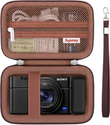 Vista 9 de Funda de transporte para cámara compacta Sony RX100 VII/ RX100 VI/ RX100 V/ RX100 IV/ RX100 III Premium Compact Camera, bolsa de viaje con bolsillo