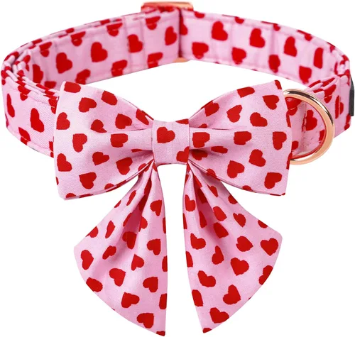 Vista 25 de ARING PET Collar de perro con corbatín, collares de terciopelo para perros con corbatín extraíble, collar de lazo ajustable para perros hembras