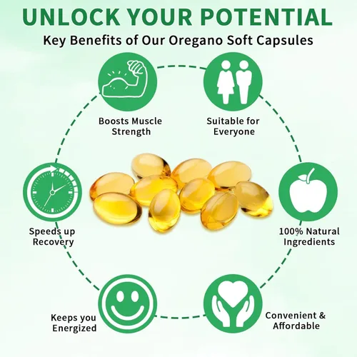 Vista 3 de Cápsulas blandas de aceite de orégano de 6000 mg por porción, 120 unidades 2 en 1 formulado con aceite de semilla negra de 200 mg, antioxidantes