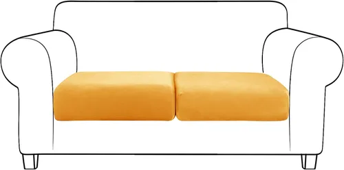 Vista 5 de Funda de cojín elástica de terciopelo para muebles (2, dorado)