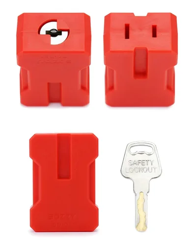 Vista 3 de QWORK Dispositivo de bloqueo de enchufe de cable eléctrico y dispositivo de bloqueo de enchufe para bloqueo de etiqueta, paquete de 2 bloqueos