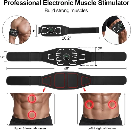 Vista 3 de Estimulador muscular electrónico, estimulador de abdominales portátil, tóner muscular para acondicionamiento muscular, máquina de abdominales EMS