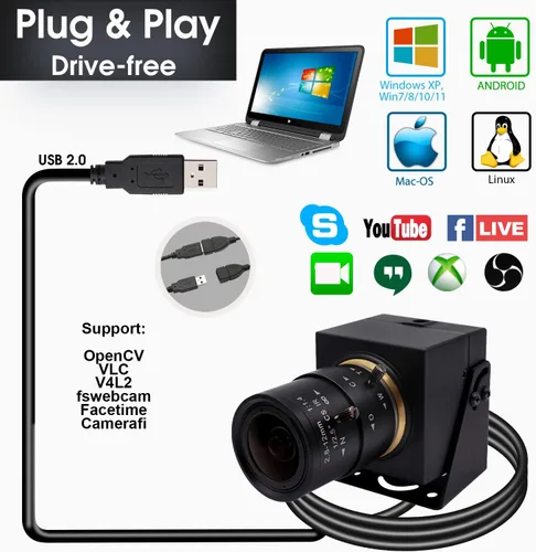 Vista 7 de SVPRO Cámara web con zoom de 8 MP para portátil, lente de 0.110-0.472 in, enfoque manual, cámara USB para cámara de computadora de PC, Windows