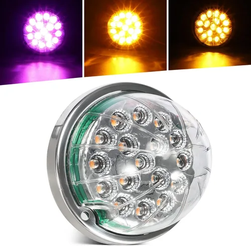Vista 11 de Partsam 1 luz de sandía de doble revolución, ámbar 17 luces LED intermitente/marcador a luz auxiliar azul, luces subterráneas compatibles con ámbar