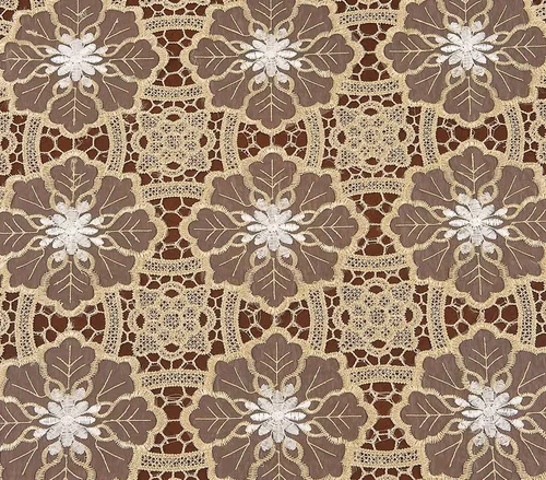 Vista 4 de Mantel pequeño de encaje beige para mesa de centro pequeña, redondo de 36 pulgadas