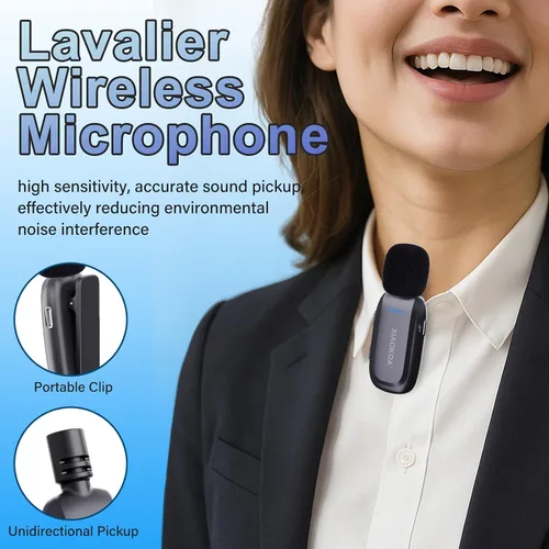 Vista 3 de Amplificador de voz con micrófono de solapa inalámbrico, altavoz Bluetooth con micrófono de solapa, mini megáfono portátil de carga, sistema