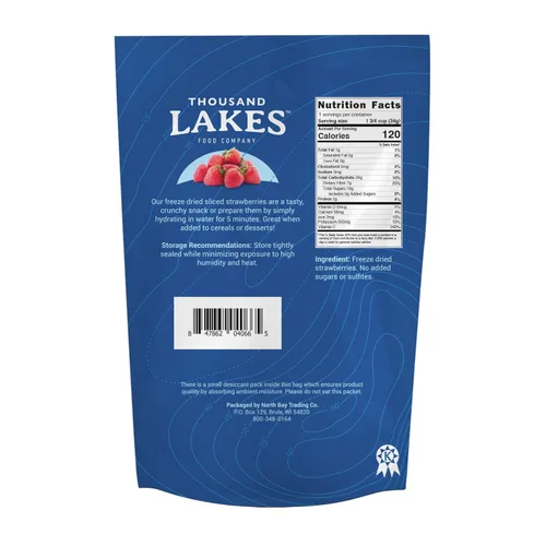 Vista 4 de Thousand Lakes Paquete de 3 paquetes de 2 bayas liofilizadas (6 bolsas en total) 100% frambuesas enteras, arándanos enteros y fresas en rodajas