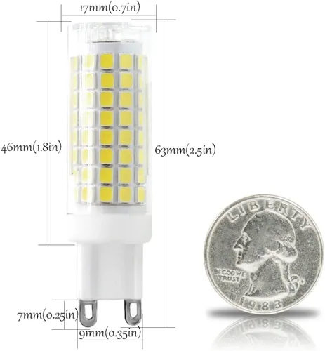 Vista 2 de Bombillas LED G9 de repuesto halógenas de 75 W, color blanco, 6000 K, paquete de 2