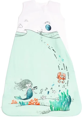 Vista 4 de JumpOff Jo - Saco de dormir para bebé de diseño prémium - Manta 100% algodón, fácil cambio de pañales, saco sin mangas para envolver - Sirena luz