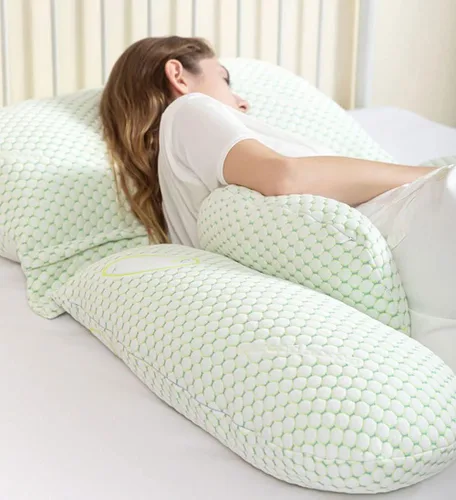 Vista 4 de Almohada de embarazo, almohada desmontable en forma de U, almohada de lactancia y maternidad para espalda, caderas, piernas y vientre para mujeres