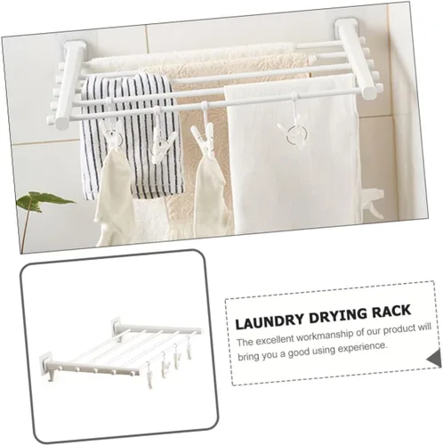 Vista 5 de Cabilock Estante de secado de ropa plegable extensible para uso en interiores y exteriores, diseño de ahorro de espacio con función telescópica