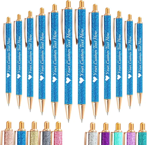 Vista 47 de Hasta 100 bolígrafos personalizados a granel con nombre, bolígrafo con purpurina personalizable, logotipo de negocios, mensaje de texto, regalo