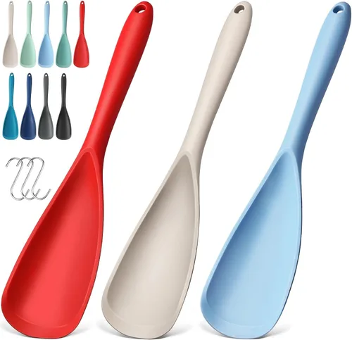 Vista 25 de Paquete de 2 espátulas de silicona para utensilios de cocina antiadherentes 2 paquete caqui