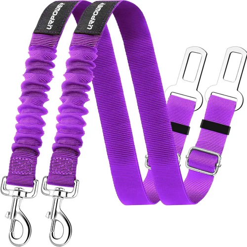 Vista 9 de URPOWER Paquete de 2 cinturones de seguridad para perro, arnés retráctil para automóvil, cinturón de seguridad ajustable para mascotas