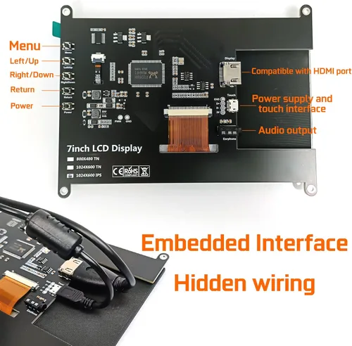 Vista 3 de WOWNOVA Panel de sensor de computadora de 7 pulgadas, pantalla LCD, monitor de temperatura de PC, pantalla secundaria, accesorios de PC para carcasa