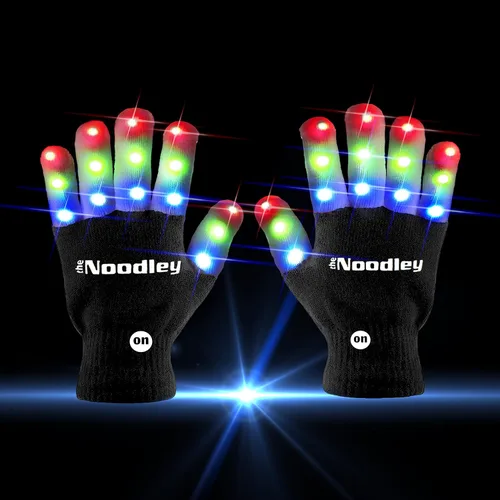 Vista 7 de The Noodley 2 pares de guantes con luz LED para niños, regalos para niños y niñas, juguetes de Navidad brillantes