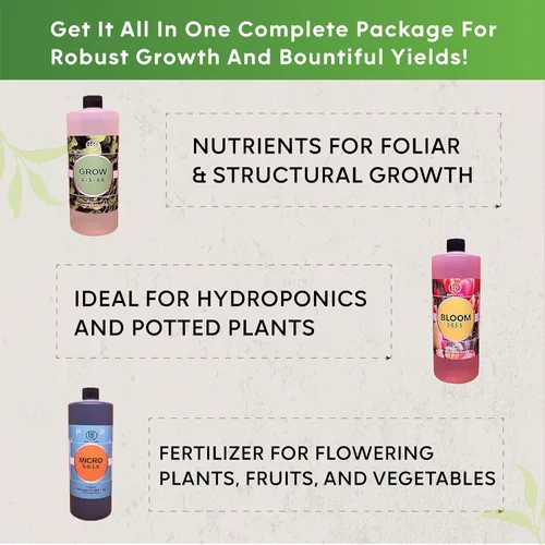 Vista 2 de Kit de nutrientes hidropónicos: cultiva, florece, micro alimento para plantas para cultivar verduras, frutas, flores, hierbas para suelo