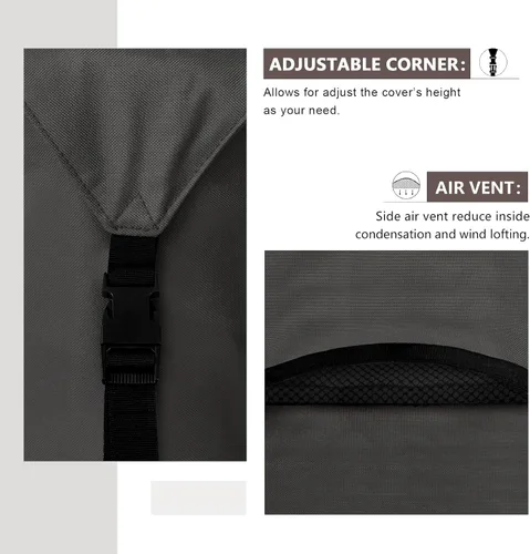 Vista 4 de ULTCOVER Funda redonda para muebles de patio, mesa impermeable al aire libre con funda para silla de 48 pulgadas, color negro