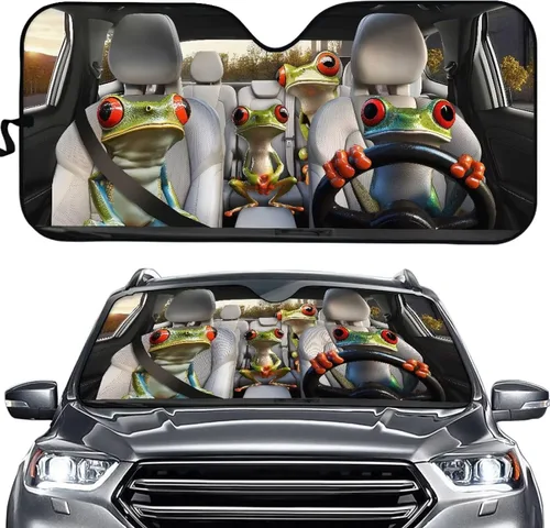 Vista 18 de SEANATIVE Parasol divertido para parabrisas de automóvil, protección contra rayos UV, protector de ventana delantera, diseño de ojos enojados